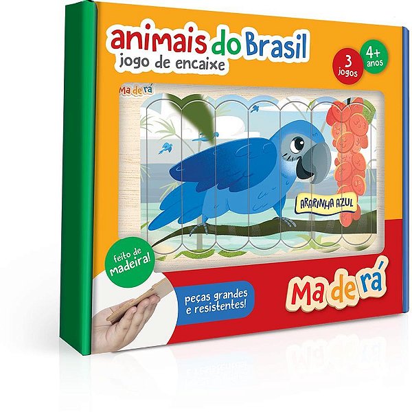 QUEBRA-CABEÇA Madeira Animais do Brasil - 3 Jogos