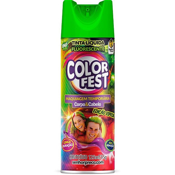 Tinta SPRAY para Cabelo 125ML Color FEST Verde Fluorescente - Caixa com 24