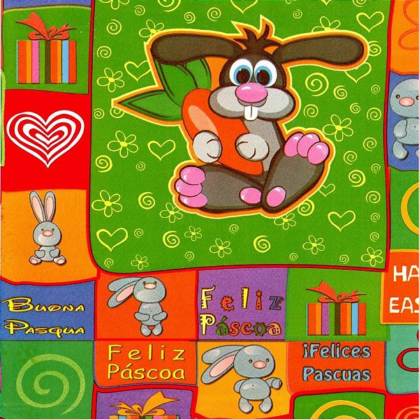 Papel Presente Bobina Couchê 60CM Feliz Páscoa Bobina C/100M