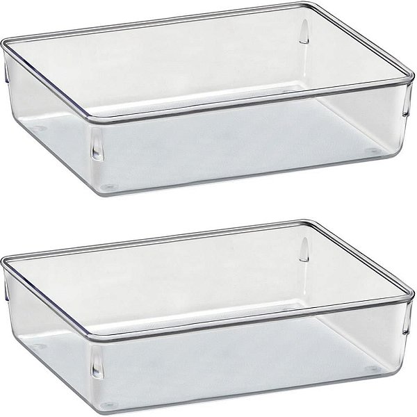 Organizador de Potes Retangular Duplo 24X16X5,5CM - Conjunto com 2 Peças