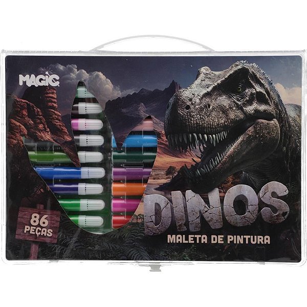 Maleta para Pintura Dinossauros com 86 Peças