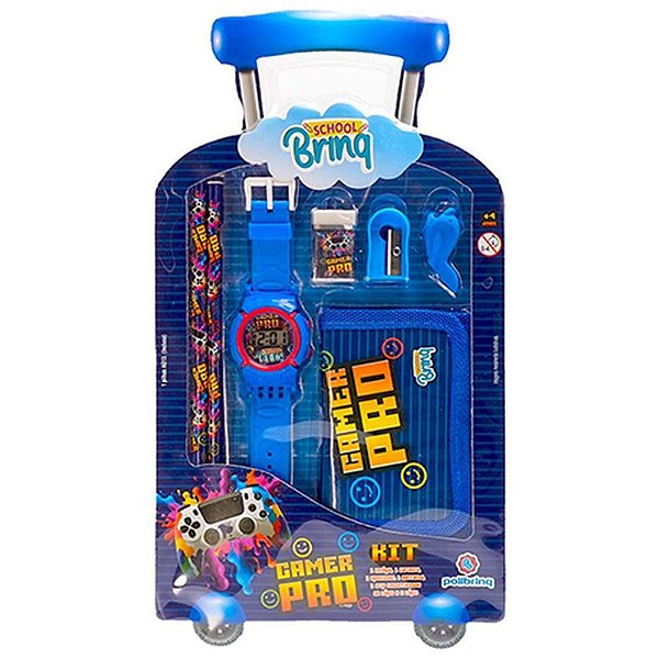 Kit Escolar Maleta VERDE/AZUL com 6 Peças