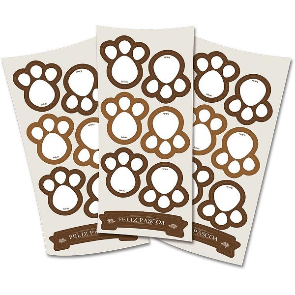 Etiqueta Adesiva Páscoa Patinhas Brancas com 18 Unidades Pacote com 12
