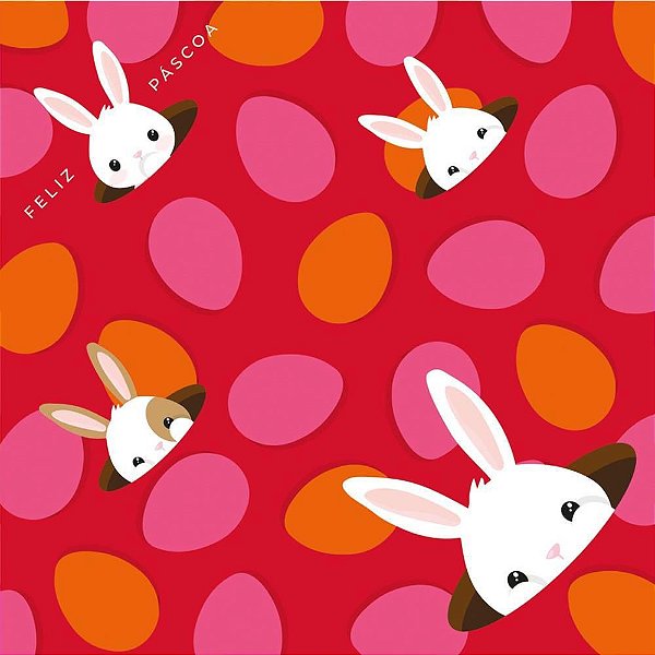 Embalagem OVO de Páscoa 49X49CM Coelho Sai da Toca RS C/ 25