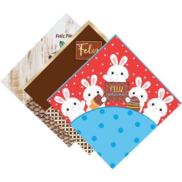 Embalagem P/OVO de Páscoa 44X44CM Feliz Páscoa SORT PCT C/ 05