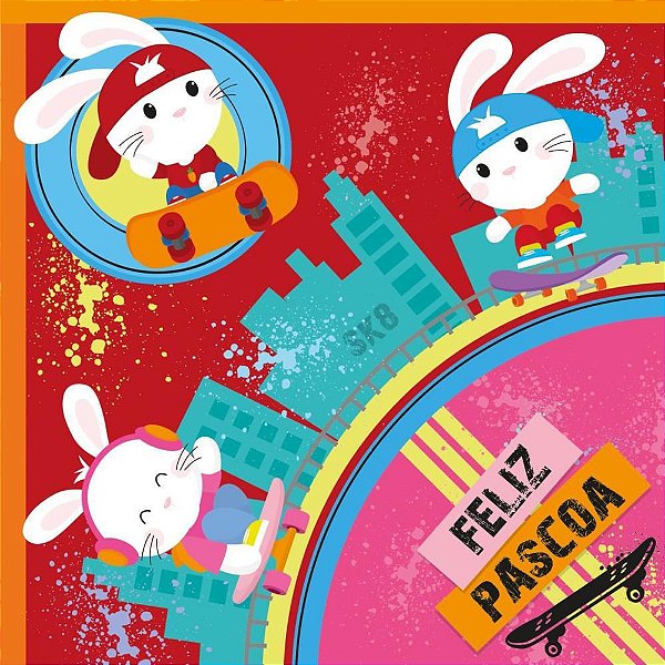 Embalagem P/OVO de Páscoa 32X32CM SK8 Vermelho PCT com 25