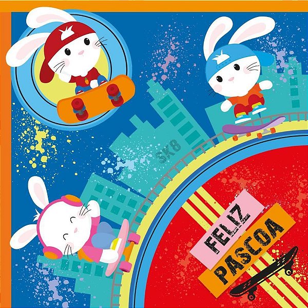 Embalagem P/OVO de Páscoa 32X32CM SK8 Azul PCT com 25