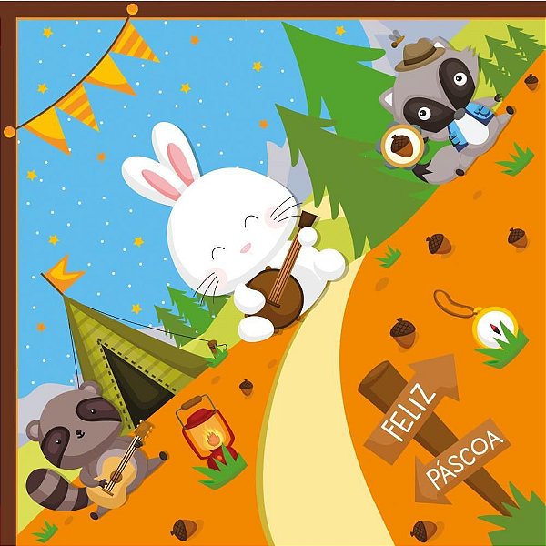 Embalagem P/OVO de Páscoa 24X24CM Acampamento Azul PCT C/ 25