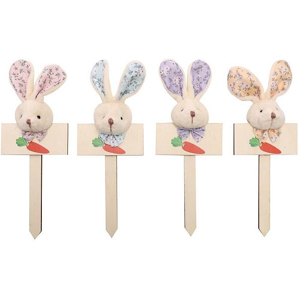 Decoração de Páscoa Plaquinha C/COELHO Floral SORT