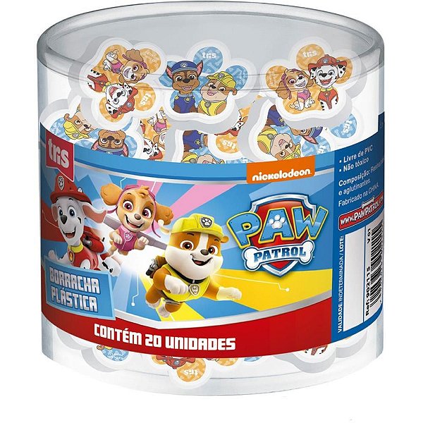 Borracha Decorada Patrulha Canina - Formato de Patinha, 2 Modelos Sortidos (pote com 20)