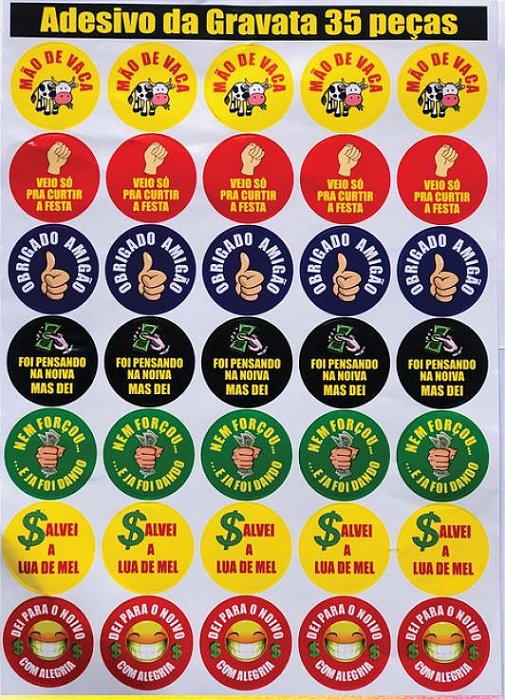 Cartela Adesivos Hora Gravata com 35