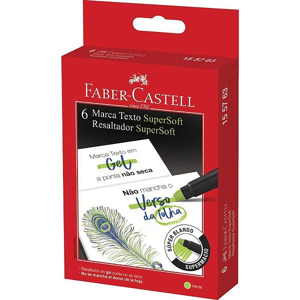 Caneta Marca Texto Supersoft GEL Verde Caixa com 06