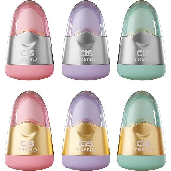 Apontador com Depósito CIS TREND com Borracha - 6 Cores - Caixa com 12 Unidades