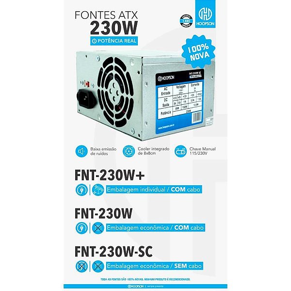 Fonte de Alimentação 230W Hoopson