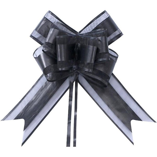 Laço Pronto Decorado 32MMX47CM Luxo Fio Preto PCT.C/100