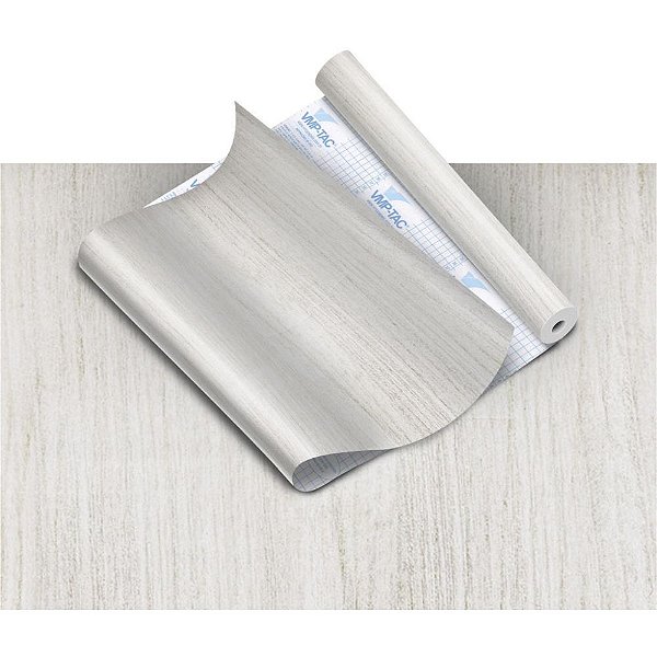 Papel de Parede Plástico Adesivo Madeira Pátina Branco 45CM X 10M