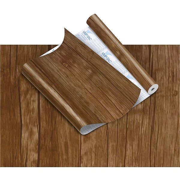 Papel de Parede Plástico Adesivo 45CM X 10M Madeira Nogueira