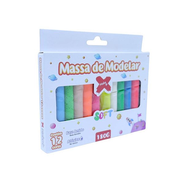 Massa para Modelar Fofa 12 Cores 180G - Pacote com 06