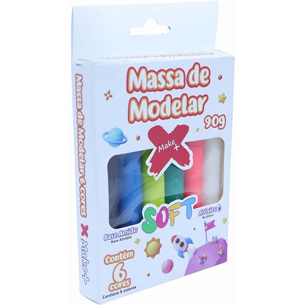 Massa para Modelar Fofa 06 Cores 90G Pacote com 06