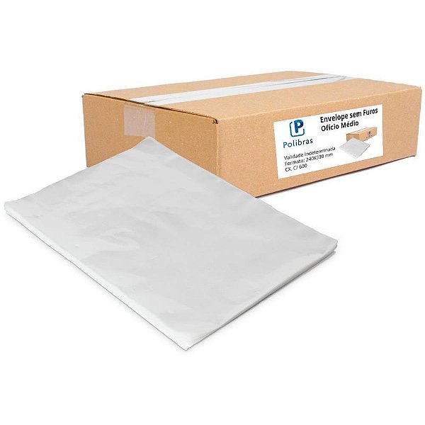 Envelope Plástico sem Furo Ofício Médio 0,10MM Caixa com 600