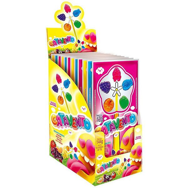Doce Pirulito Catavento Frutas - Display com 12
