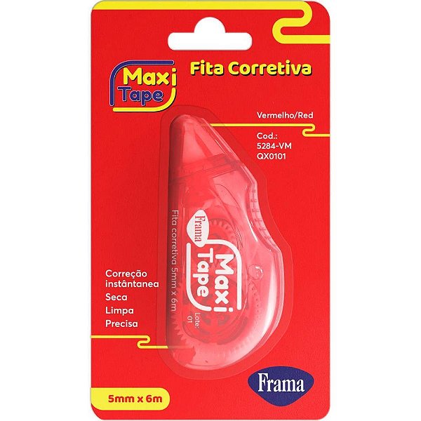 Corretivo em Fita Maxi Tape 5MM X 6M Sortido - Caixa com 12 Unidades