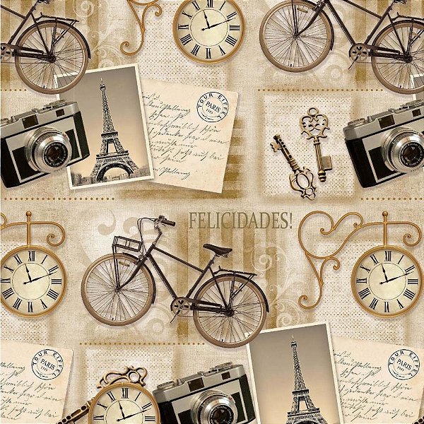 Papel de Presente Bobina Couchê 60CM MOD. 245 Vintage Bobina com 100M