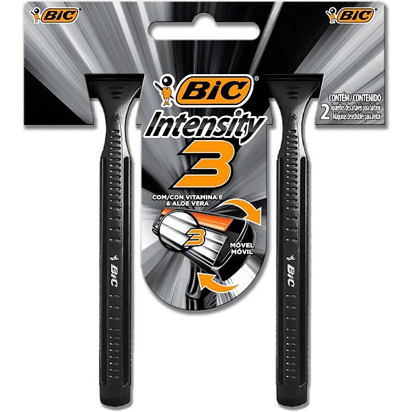 Barbeador Descartável BIC 3 Intensity com 3 Lâminas - Pacote com 12 Blisters de 2 Unidades