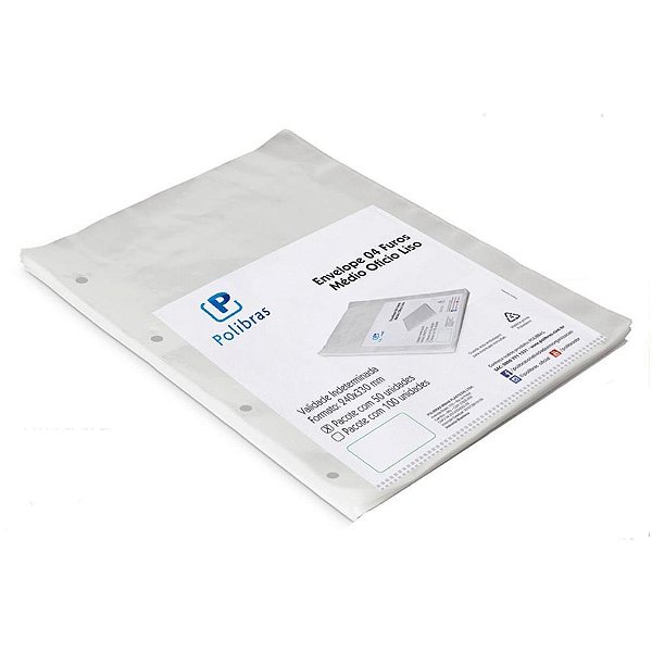 Envelope Plástico Ofício 4 Furos Médio 0,10MM
