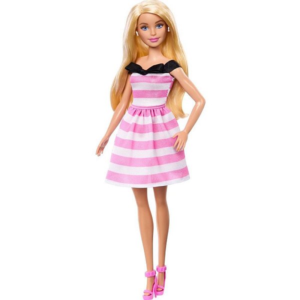 Barbie Fantasy Boneca Aniversário Vestido Rosa e Branco
