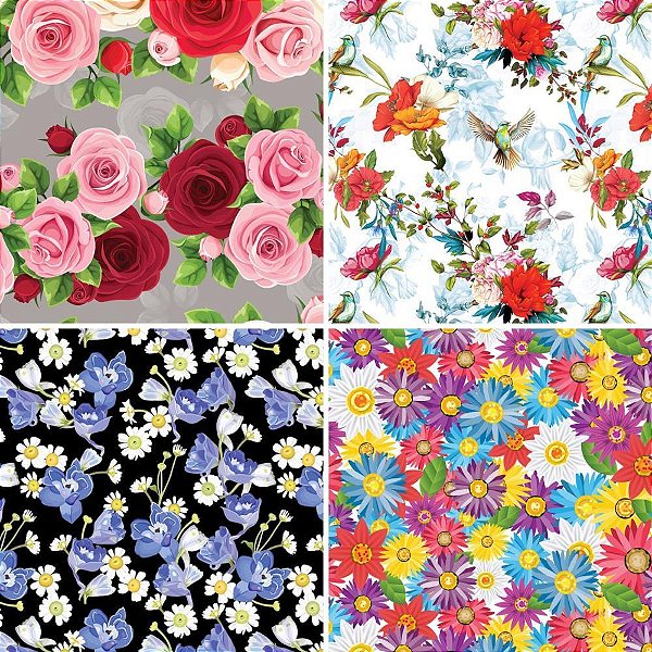 Papel de Presente 50X60CM Couchê Fantasia Feminino I 4 Modelos - Pacote com 40