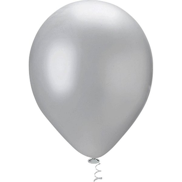Balão Cintilante N°50 Pérola Prata - Pacote com 25 Unidades