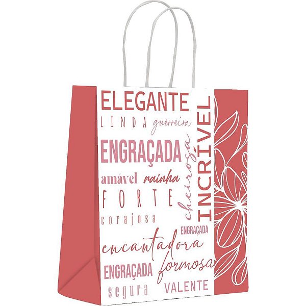 Sacola para Presente Decorada Virtudes GD 32X38X19CM Pacote com 10