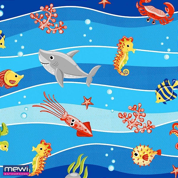 TNT Estampado 1,40M 40G Fundo do MAR - Bobina com 25 Metros
