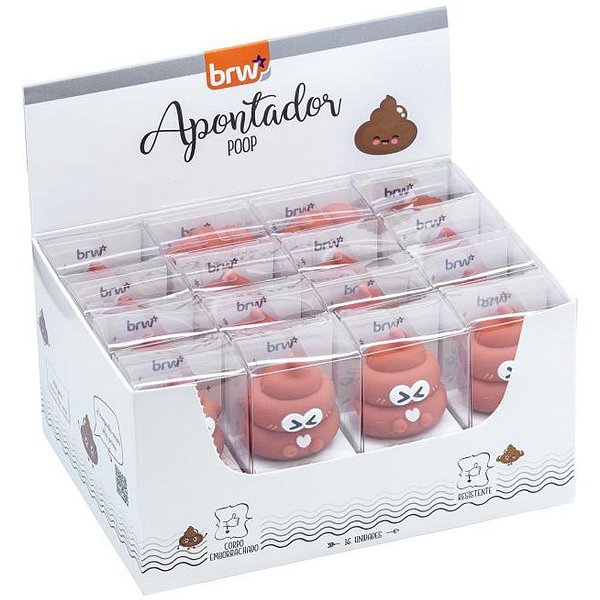 Apontador sem Depósito Poop Plástico - Display com 16 Unidades