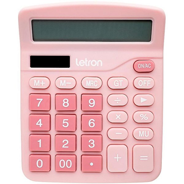 Calculadora de Mesa 12 Dígitos Rosa Neo Solar Letron