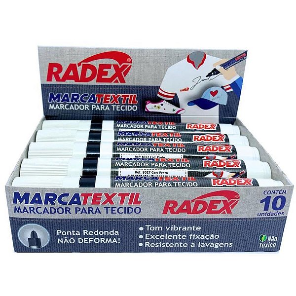 Caneta para Tecido Marcatextil Preta - Caixa com 10 Unidades