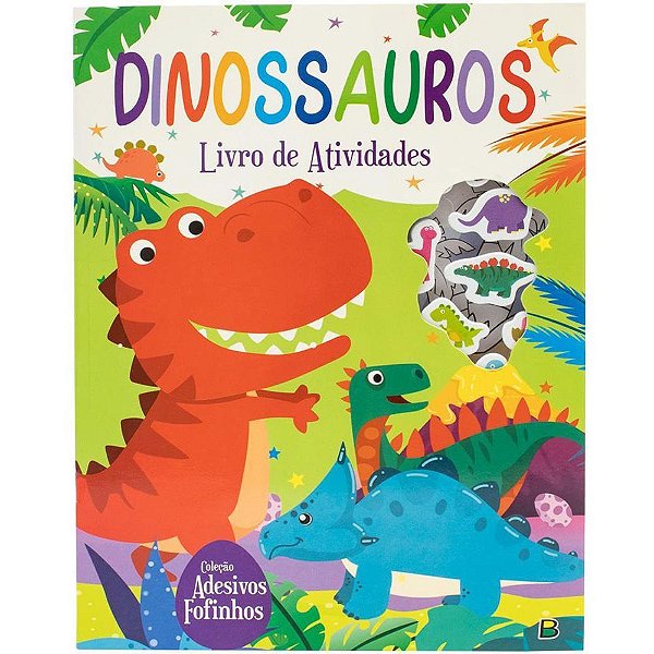Livro de Atividades com Adesivos - Dinossauros Fofinhos 21X28CM, 24 Páginas