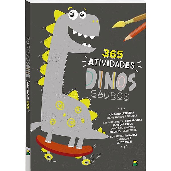 Livro Infantil para Colorir 365 Atividades Dinossauros 288 Páginas