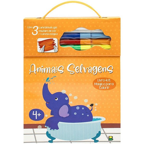 Livro Infantil Colorir Mágico Animais Selvagens com Canetinhas - 80 Páginas