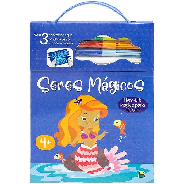 Livro Infantil Colorir Mágico Sereias com Caneta - 80 Páginas
