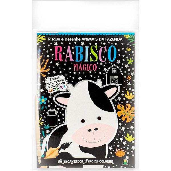 Livro Infantil Colorir Rabisco Mágico Animais da Fazenda - 8 Páginas