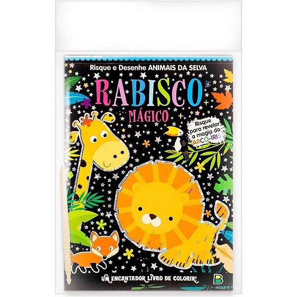 Livro Infantil Colorir Rabisco Mágico Animais da Selva - 8 Páginas