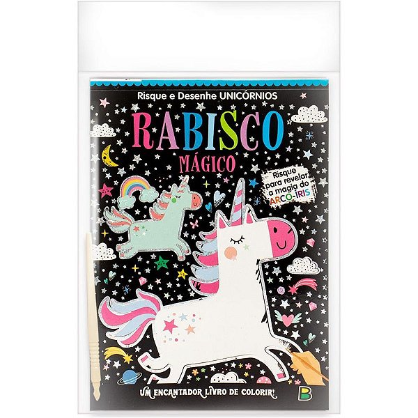 Livro Infantil Colorir Rabisco Mágico Unicórnios - 8 Páginas