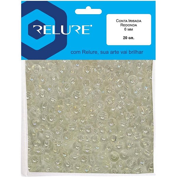 Miçanga Esfera Irisada 6MM 20G Transparente