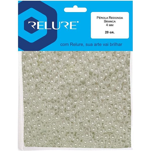 Pedraria Pérola com Furo 4MM 20G. Creme