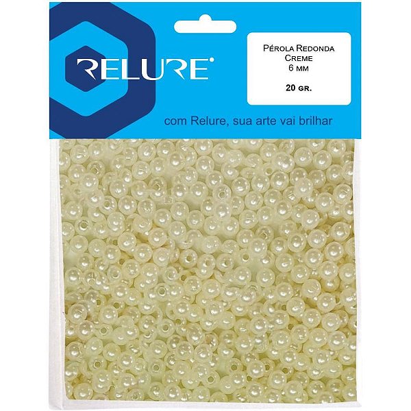 Pedraria Pérola com Furo 6MM 20G Creme