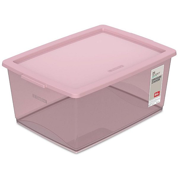 Caixa Plástica Multiuso Rose 30L 37,8X53X23,5 com Tampa