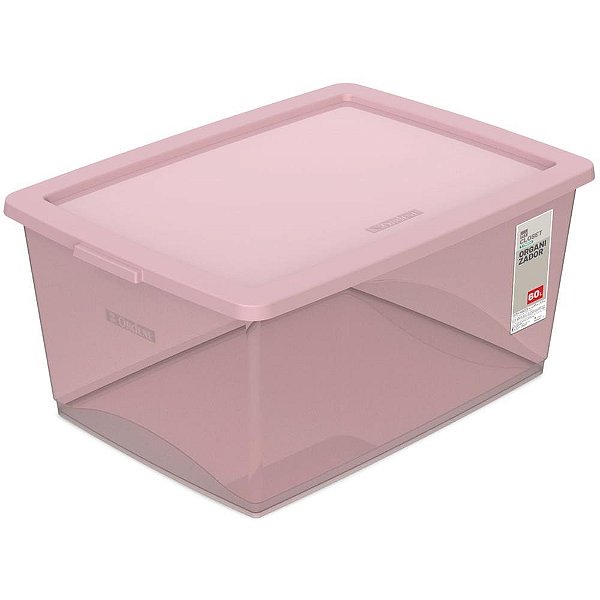 Caixa Plástica Multiuso Rose 60L 41X60X30,5 com Tampa