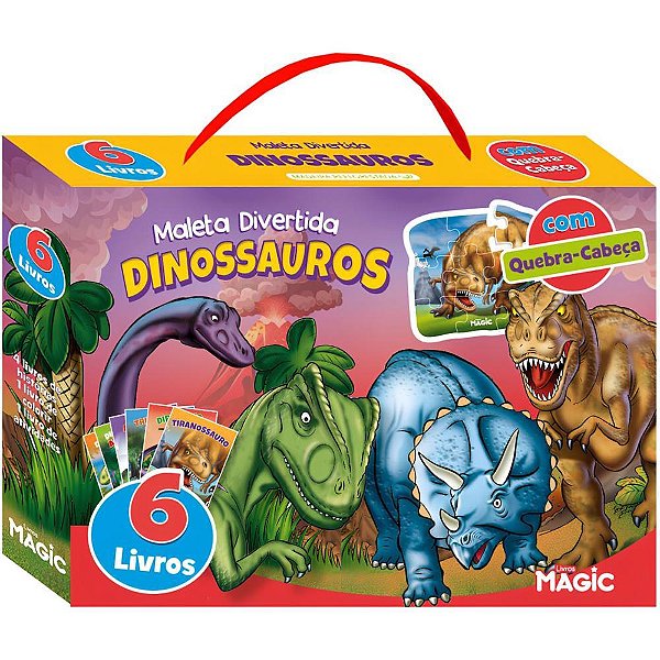 Livro Brinquedo Ilustrado Dinossauro - KIT com 6 Livros + 1 QUEBRA-CABEÇA